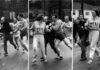 Η Kathrine Switzer με το 261 ενώ ο Jock Semple προσπαθεί να την απομακρύνει από τον Μαραθώνιο της Βοστώνης το 1967