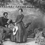 «Jane Eyre»: Η ορφανή ηρωίδα που άλλαξε τη λογοτεχνία Η Τζέιν Έιρ, ο Ρότσεστερ και η Αντέλ σε κήπο, αυθεντική υδατογραφία του Frederick Walker, οριζόντια σύνθεση