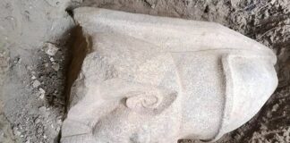 Αρχαιολογικό εύρημα από την ανασκαφή στην Μπεχμπέιτ ελ-Χάγκαρ της Αιγύπτου, όπου ανακαλύφθηκαν δύο κολοσσιαία αγάλματα του Ραμσή Β΄
