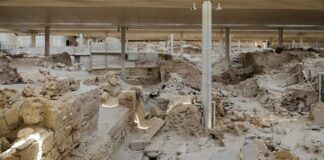Αρχαιολογικός χώρος Ακρωτηρίου στη Σαντορίνη, εικόνα αρχείου