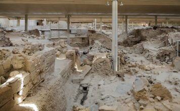 Αρχαιολογικός χώρος Ακρωτηρίου στη Σαντορίνη, εικόνα αρχείου