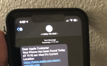 Πραγματική φωτογραφία μηνύματος SMS phishing σε κινητό τηλέφωνο